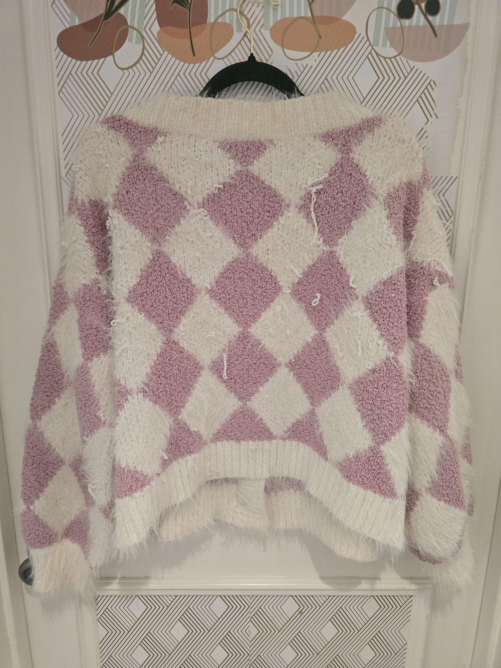 POL Pink and Cream Diamond Cardigan - Picture 5 of 6